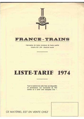 France Trains - Tarifs 1974
