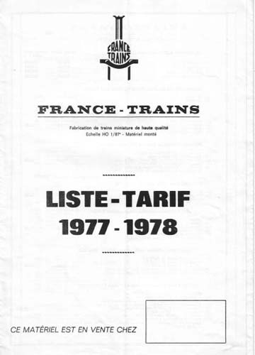 France Trains - Tarifs 1977-78