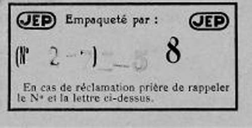 Jep - Ticket d empaquetage