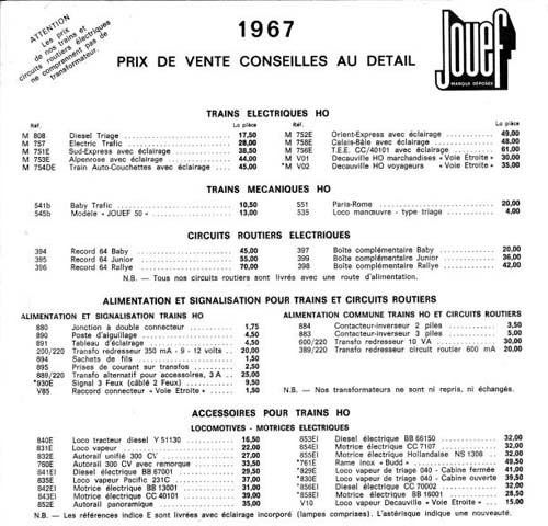 Jouef - Tarif 1967 v2