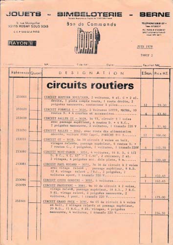 Jouef - Tarif 1978