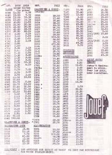 Jouef - Tarif 1979
