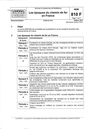 Jouef - Les époques chemin de fer en France NEM 810 F