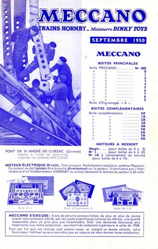 Meccano Hornby Dinky toys - Catalogue FR 1950